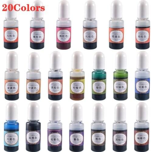20 Colors Transparent Liquid Epoxy Resin Pigment Ink For DIY UV Resin Making Jewelry Accessaries 10ml Coloring Essence Set
