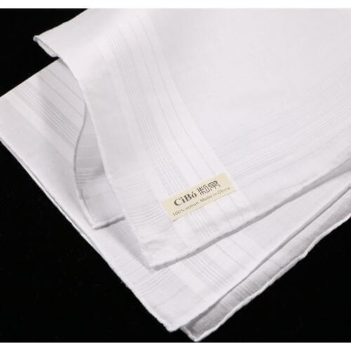 M001: 12 pieces classic mens 100% cotton satin banded handkerchief with hand-rolled edge size 17"x 17"