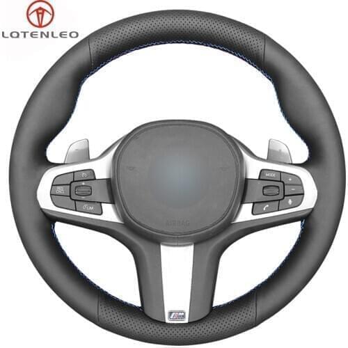 LQTENLEO Steering Wheel Cover Black Artificial Leather For BMW M Sport G30 G31 G32 G20 G21 G11 G12 G14 G15 G16 X3 G01 X4 G02 X5