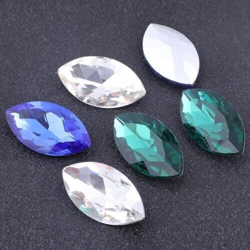 70pcs 15x32mm Point Back Navette Horse Eye Glass Rhinestone Beads Diy For Jewelry Making Supplies