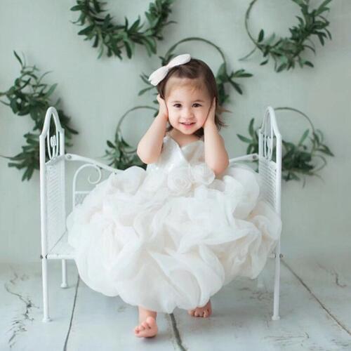 Newborn Photography Props Furniture Wrought Iron Bed Photo Shoot for Kids Princess Pink Bed Baby Girl Photo Props Accessories