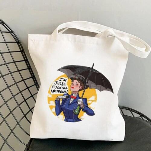 Shopper Mary Poppins I'm Julie Fucking Andrews Kawaii Bag Harajuku women Shopping Bag Canvas Shopper Bag girl Shoulder Lady Bag