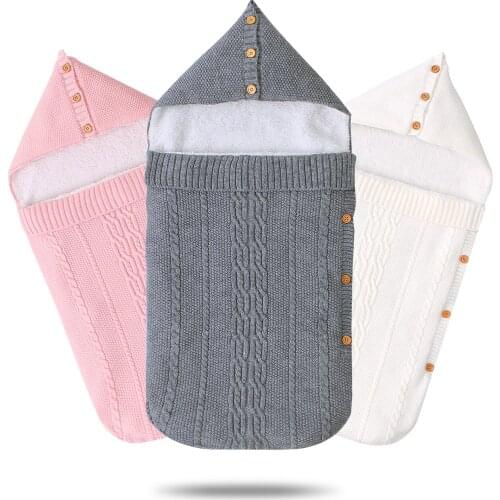 Autumn Winter Baby Sleeping Bags Knitted Newborn Boys Girls Swaddle Wrap Envelopes For Stroller Sleep Sack