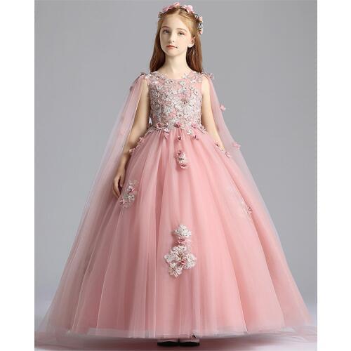 Formal Elegant Flower Lace Girls Dress Wedding Princess Dresses for Girls Party Dress Long Tulle Prom Gown First Communion Gown