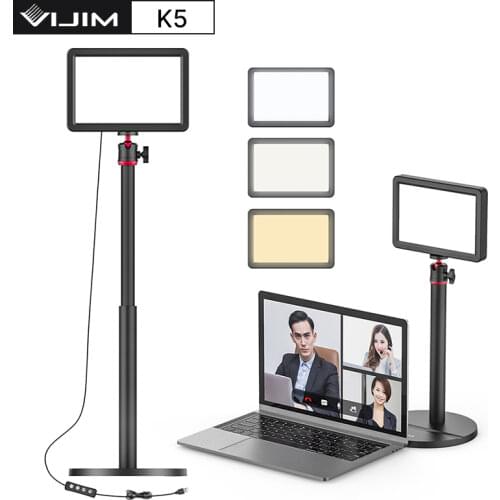 VIJIM K5 Desktop Live Stream Light LED Video Light Panel With Light Stand 3200k-6500k Photography Studio Light Lamp Fill Light