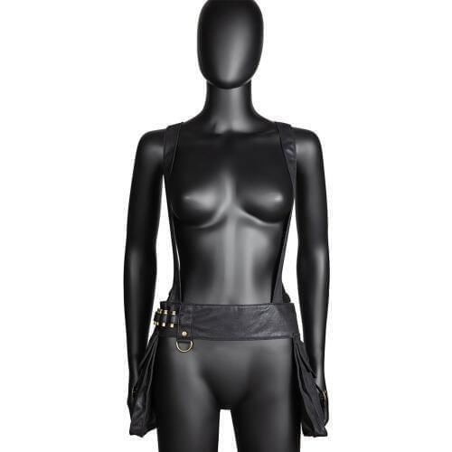 Vintage Steampunk Bag Steam Punk Gothic Bag Shoulder Waist Bags Packs Victorian Women Waist Belt Bags Black Leather Packs