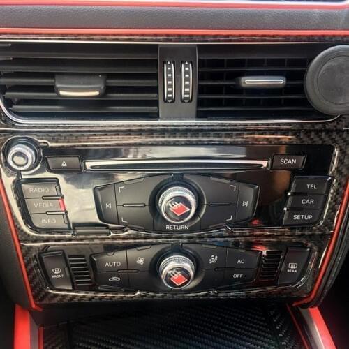 New Arriving Carbon fiber Interior Control CD Panel Cover Trim For Audi A4 B8 A5 Air conditioning Outlet Frame Decoration Trim