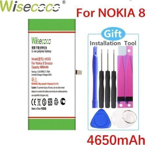 WISECOCO 4650mAh HE333 Battery For Nokia 8 Sirocco Mobile Phone In Stock High Quality Battery+Tracking Number