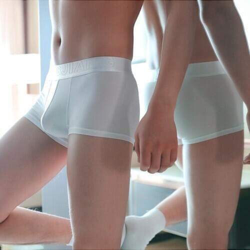 WJ Mens Underwear Student Seamless Modal High Elasticity Quick-Drying Breathable Super Thin Sexy Boxers