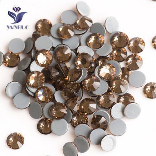 YANRUO 2058HF SS20 Smoked Topaz 1440Pcs Flat Back Hotfix Rhinestones Glass Crystal Strass Stones For Clothes Decoration