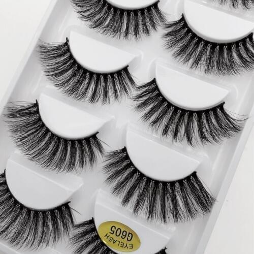 YSDO 5 Pairs Natural Faux Hair Dramatic Fluffy Lashes Faux Mink EyeLashes full Strip Fake EyeLashes MakeupLashes Wispy Lashes