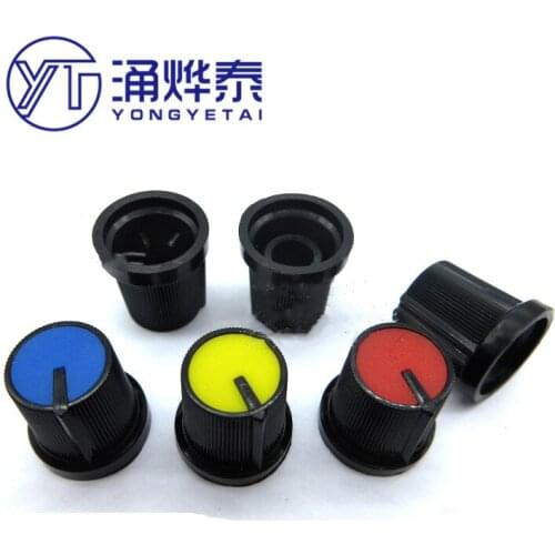 YYT 20pcs 15MMx15MM hole 6mm flower shaft full plastic cap type volume potentiometer two-color knob switch cap