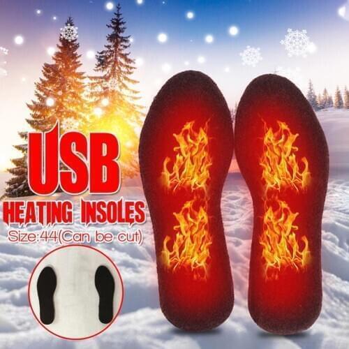 1 Pair Electric Heated Shoe Insoles Feet Heater USB Foot Winter Warmer