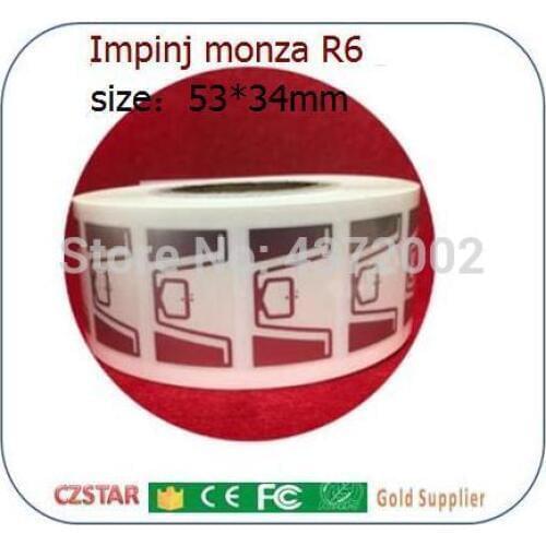 1000pcs roll impinj Monza R6 chip UHF RFID stickers tags wet inlay UHF 860-960MHZ sticker adhesive with Unique TID epc 96bits