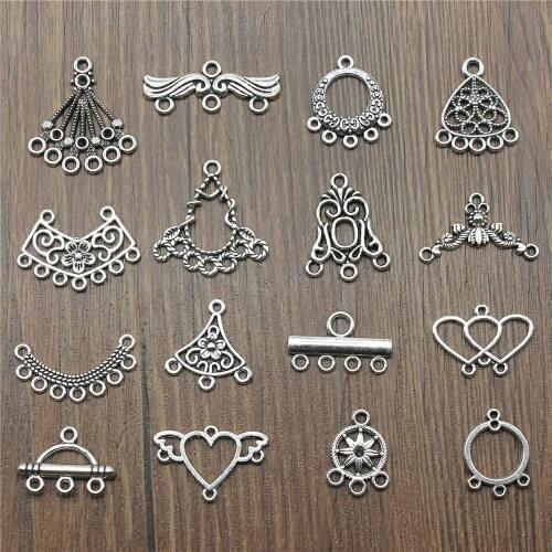 20pcs Antique Silver Color Earrings Connection Charm Jewelry Earrings Connector Charm For Earring Making