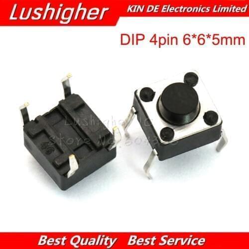200pcs 6x6x5mm Button Touch Switch Keys Button DIP 4pin 6*6*5mm Light Touch Switch OFF Touch 6