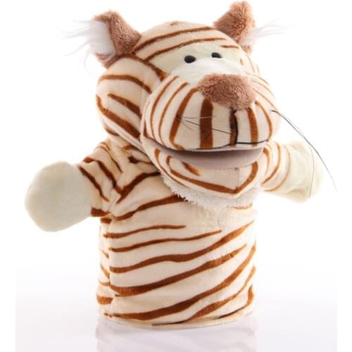 25cm Cartoon Tiger Hand Puppet Animal Plush Toys Baby Educational Hand Puppets Pretend Telling Story Doll for Kids Children Gift