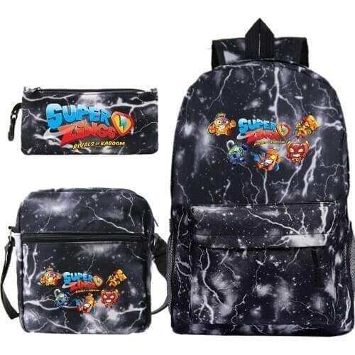 3pcs/set Super Zings Backpack Mochila Bag Superzings School Bag Fashion Travel Bag Laptop Bagpack with Crossbody Bag Pen Bags