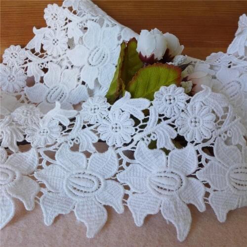 3 Yards New Crochet Lace In White With 3D Floral Venice/Venise Lace Fabric Trim For DIY Sewing Craft, Home Decor, Costume Design