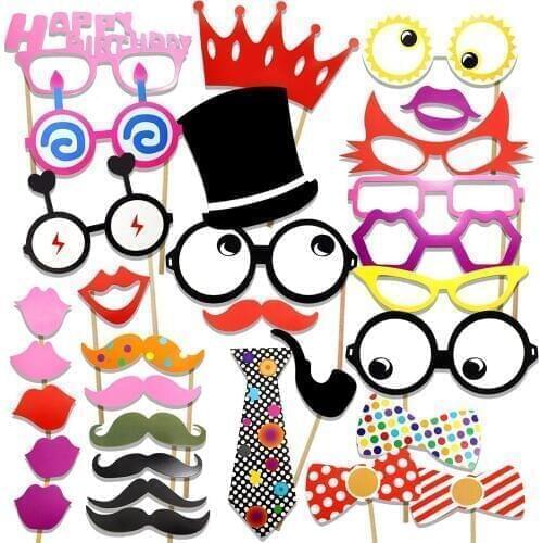 31Pcs Photobooth Photo Booth Props For Birthday Party Decoration Centerpieces Photo Booth Props Glasses Mustache Lip On A Stick