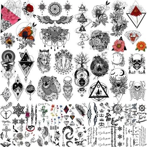 32 Pieces/Lot Rich Tattoo Patterns Totem Sexy Flower Rose temporary tattoo stickers for women men boys girls