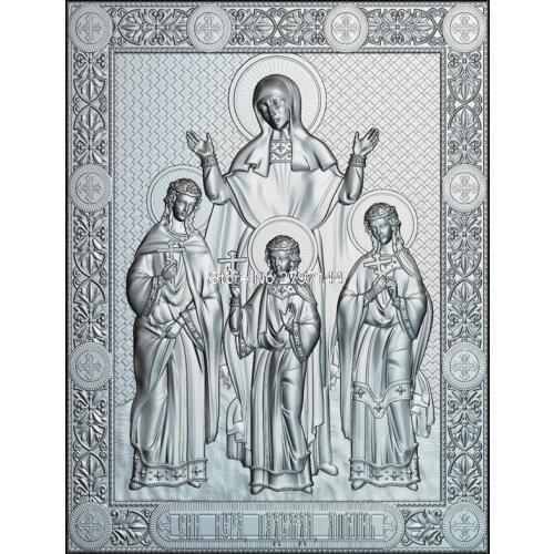 Martyrs Faith, Hope and Love and their mother Sophia 3D model relief figure STL format Religion for cnc in STL file format