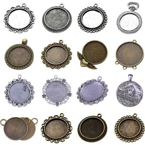 5pcs/lot 30mm Round Cameo Cabochon Settings Blank For Necklace Pendant DIY Jewelry Making Fit 30mm Glass Handmade Accessories