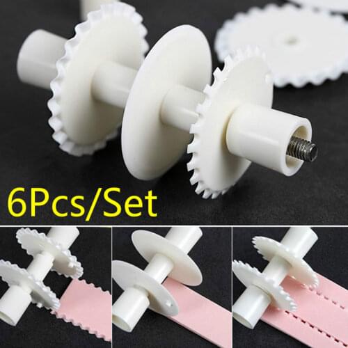 6Pcs/Set Reusable Fondant Ribbon Roller Cutter Cake Sugar Lace Cake Decorating Mold Embosser DIY Cookie Dough Cutting Tool