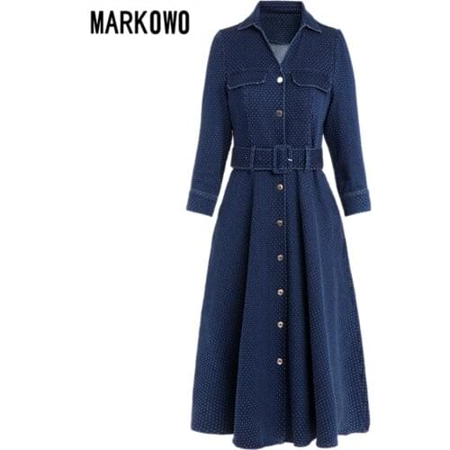MARKOWO Desinger Brand 2020 Autumn and winter new dress retro fashion was thin polka dot skirt