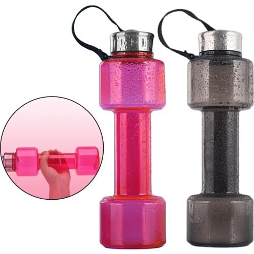 Water Bottle Dumbbell Shaped Gym Sport Workout Fitness Exercise Drinking Cup