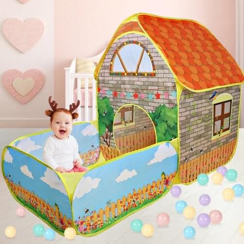 Kids Children Pop Up Tents House With Courtyard Garden Crawling Folding Tent House Boys Girls Play Tent Ball Pool Children Gift