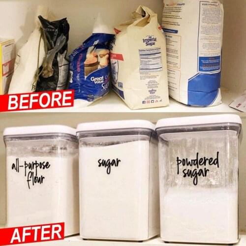 Label sticker Kitchen Pantry Labels Printed Transparent Waterproof Pantry Food Sticker For Containers Storage Jar Self Adhesive