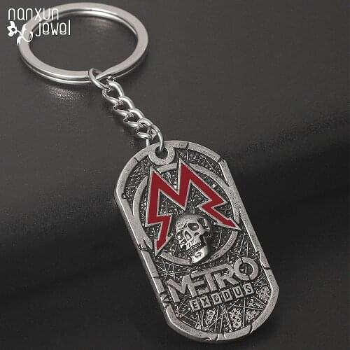Hot Game Metro Exodus keychain Metal Vintage Souvenir Pendant Tag Women Fashion keyring Men Jewelry Gifts