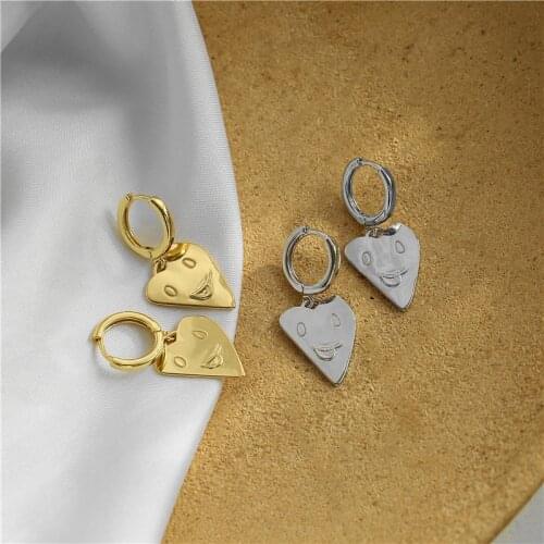 HECHENG,1 pair,Love Heart Waterdrop Plate Pendant Charm Earrings,Smile Face Small Hoop Earrings,Women Jewelry