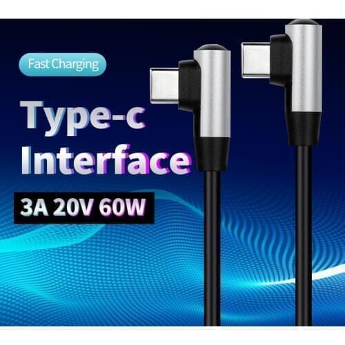 Type c Elbow Data Cable 3A 20V 60W Double Type-c Mobile Phone Laptop Charger Fast Charging Cables 0.2m 0.5m 1m 2m Wire