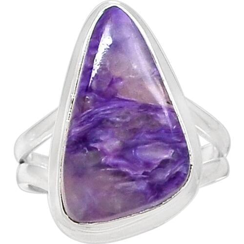 Lovegem Genuine Charoite Ring 925 Sterling Silver,Size :7.25, AR3169