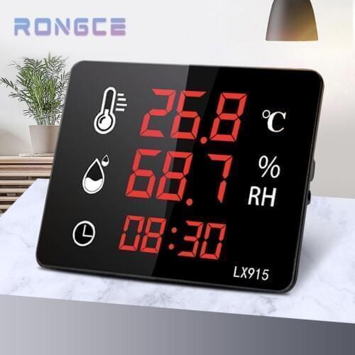 LED Multifunctional Digital Wall-Mounted Thermometer And Hygrometer For Sauna Rooms With External Probe Rain Sensor lx915