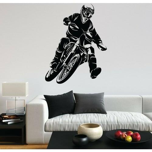 Motocross Wall Decal MotorBike Rider Race Extreme Sport Helmet Vinyl Window Stickers Home Decor for Garage Man Cave Bedroom E438