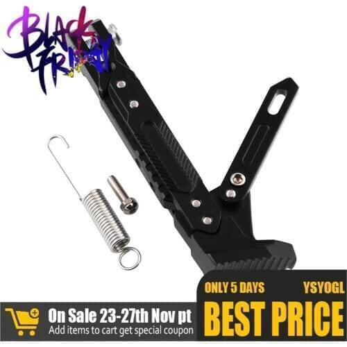 Motorcycle Kickstand Aluminium Alloy Adjustable Kickstand Tripod Foot Side Support Stand Motorbike Accessories