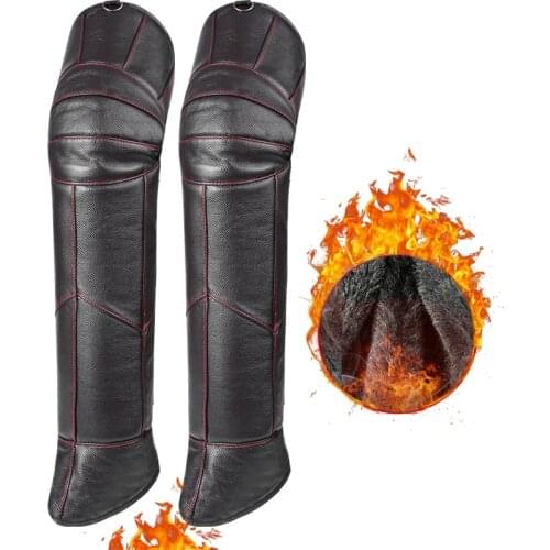 Motorcycle warm knee pads COW Leather long full Calf waterproof Knee Winter kneepads skating Skiing pads windproof protector