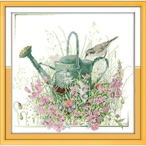 Gardening DIY Home Decor Cross Stitch Kits Printed Canvas DMC Counted printed Cross-stitch set Embroidery Needlework Kit