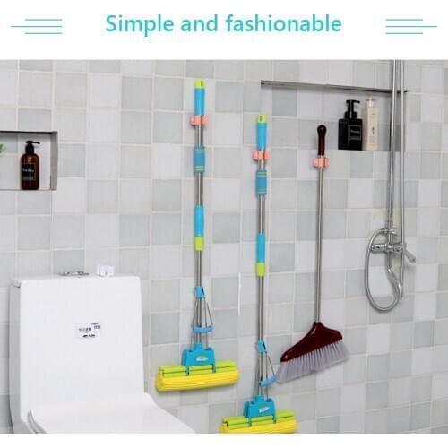Wall Mounted Mop Organizer Holder Hook Racks Kitchen Bathroom Holder Adhesive Household Tools Brush Broom Hanger Home Storage