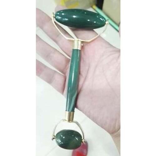 Nature Handmade Brazilian Green Agate Jade Facial Massage with Roller