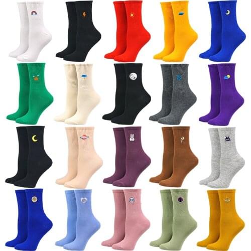 2021 new fashion Korean women style long socks Funny socksPlanet Magic Array rainbow pattern cotton socks cartoon weather Sox