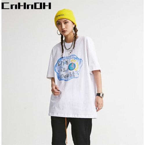 CnHnOH spring and summer new arrival fashion all-match hip-hop fun graffiti short-sleeved t-shirt 11021