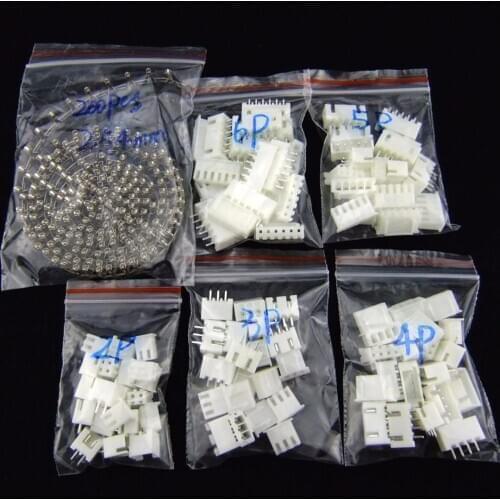 New 50 sets 5 Values XH-2P-6P Connectors 2.54mm Terminal + Pin Header + Housing Home Improvement Accessories