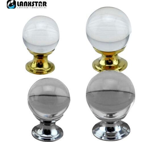 New Decoration Style Clear White Round Crystal Glass with Zinc Alloy Hardware in Chrome Door Knobs
