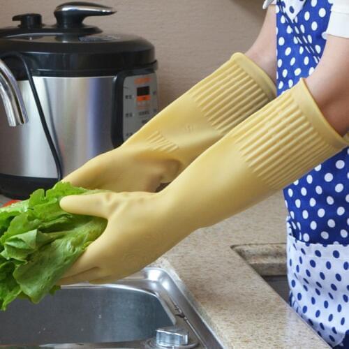 2018 new 38cm length High quality and durable thickened light latex household chores laundry rubber gloves 2pcs/pair