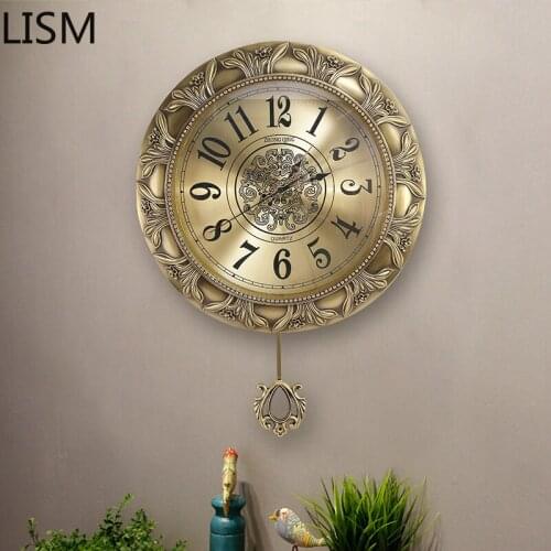 Luxury Round Wall Clock Vintage Retro Antique Modern Design Art European Style Clock Metal Pure Copper Reloj Pared Decorativo