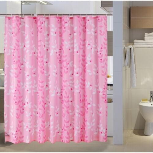 Pink Leaf Shadow Polyester Cloth Shower Curtain Bathroom Supplies New Thick Bathroom Shower Curtain
